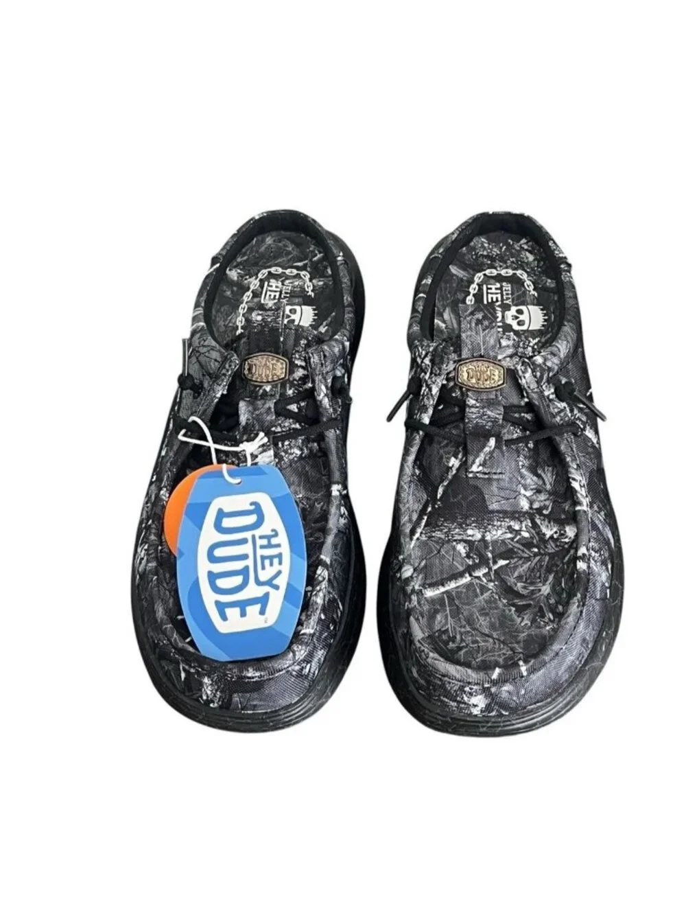JELLY ROLL x Hey Dude Realtree Edge Wally Comf Slip Shoes Black Camo Men's 10